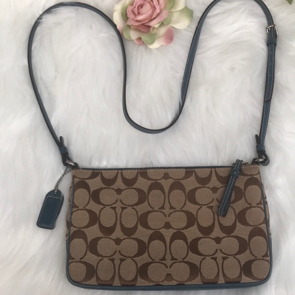 Coach brown-tan & teal crossbody bag - Picture 7 of 8